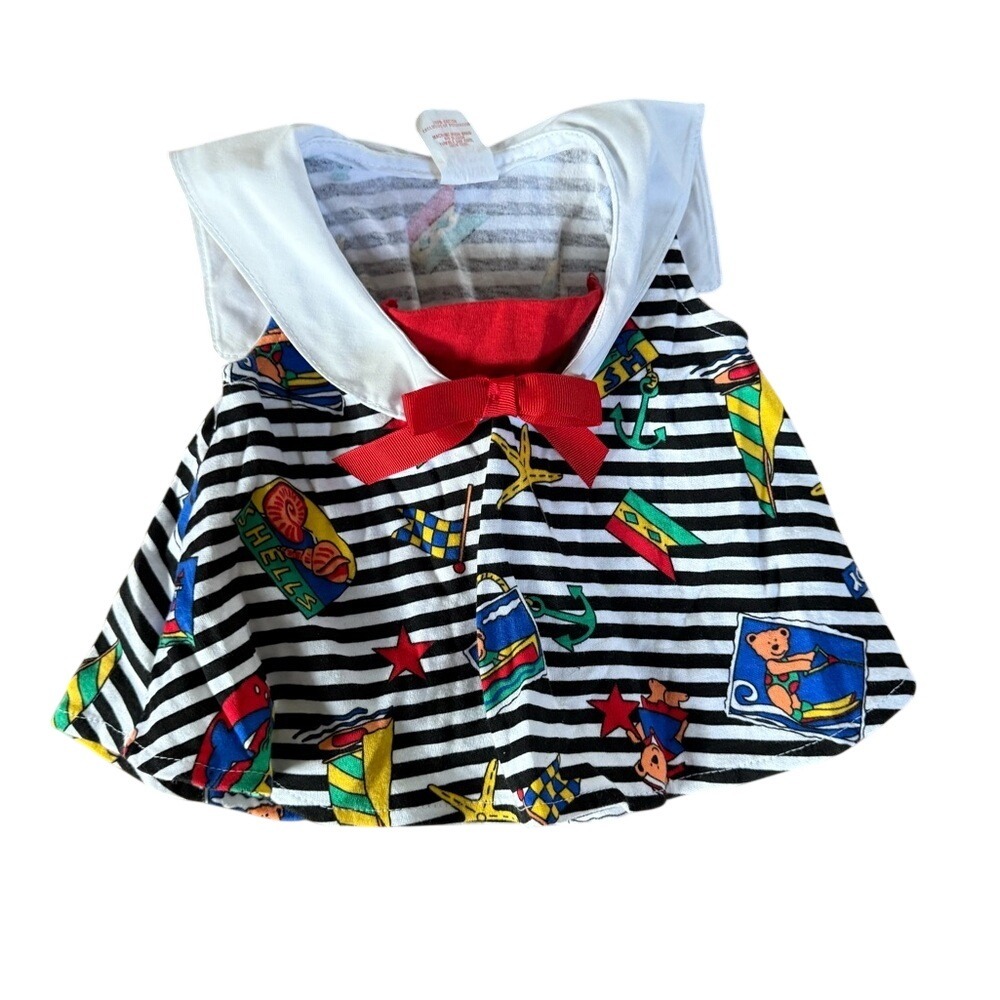 Vintage 80s/90s sailor infant top striped ahoy matey sea print